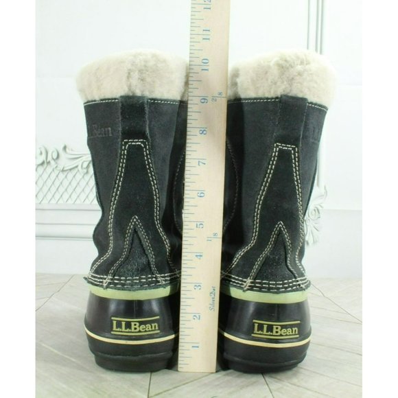 LL Bean Black Suede Removable Lining Insulated Duck Boots Size 6 M - Picture 6 of 9